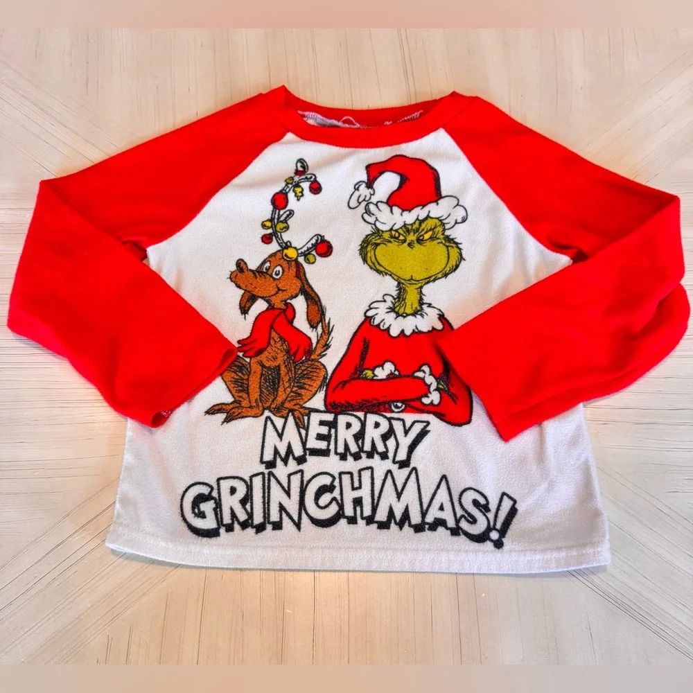 Dr. Seuss The Grinch “Merry Christmas” Fleece Pajamas – Size XS (4/5) – 2-Pc Set